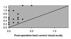 Singapore Med J 2005; 46(11) : 617 Fig. 1 Comparison of best-corrected visual acuity before and after surgery. Pre-surgery best corrected visual acuity Table I.
