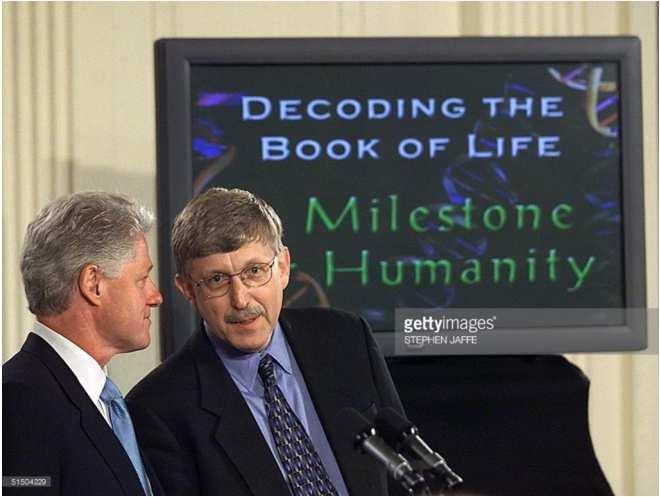 Human Genome Sequence & Start of Molecular Diagnostics NIH Director Francis Collins The completion of the human genome sequence, in conjunction with newer, cheaper, and more reliable methods of gene