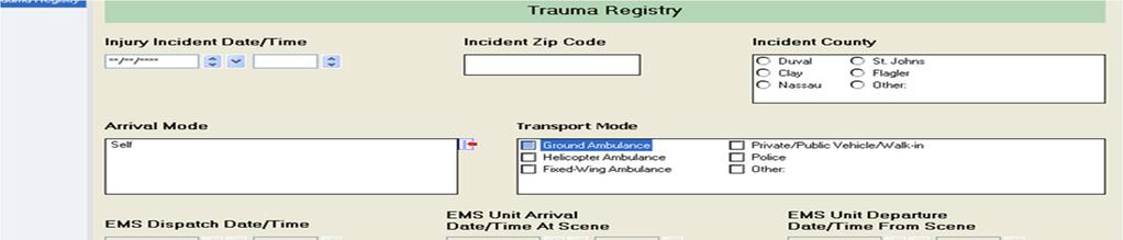 Completing the Trauma Registry Form The nurse caring for the patient clicks on the Trauma Registry Icon on the tracker and completes the Trauma Registry Form.