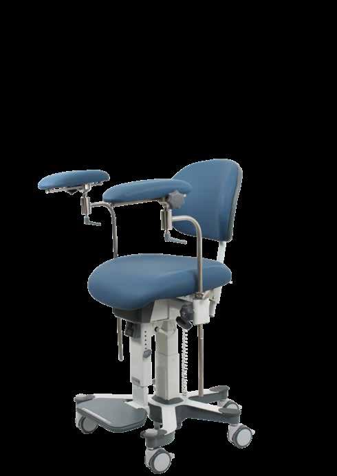 MULTI-ADJUSTABLE ARMREST THAT SUPP0ORTS AND RELIEVES ARMS, HANDS AND NECK THE LOW BACKREST SUPPORTS THE LOWER BACK AND ALLOWS THE USER TO MOVE ARMS AND SHOULDERS FREELY :: The multi-adjustable