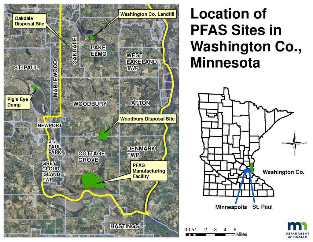 PFAS in Washington County, MN 2002 MN began investigating PFAS contamination in Washington Co.