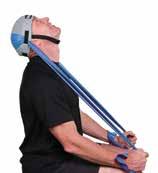 Hands are holding resistance band and resting on knees. Lower your chin and stretch the back of your neck. Step 2: Tuck chin in and hold, keeping arms in place.