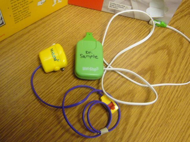 Enuresis (Bedwetting) Alarm Used as 1 st line treatment Detect wetness (1 st drop of urine) & sound alarm