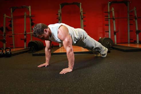 Here s how to get set up to do a push up: Push-Up 1. When down on the ground, set your hands at a distance that is slightly wider than shoulder-width apart. 2.