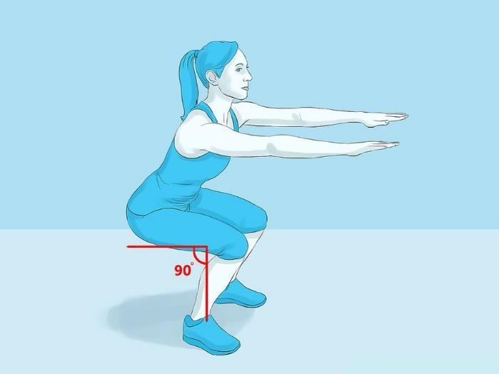 You will want to look at this spot the entire time you squat, not looking at the floor or the ceiling. 3.