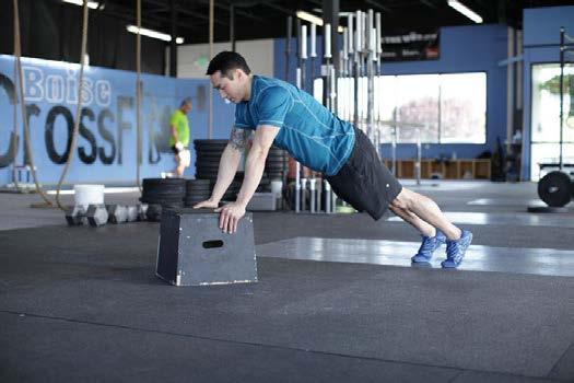 Elevated Push-Up Here s how to get set up to do an elevated push up: 1. Stand facing bench or sturdy elevated platform. Place hands on edge of bench or platform, slightly wider than shoulder width. 2.