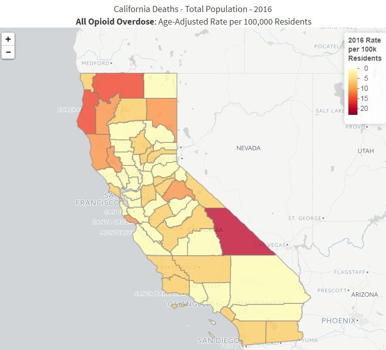 Variation Across California: Opioid Overdose Deaths Source: California Opioid Overdose