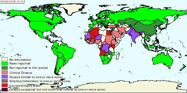 PPR Disease outbreaks (January 2013- June 2014) 244 outbreaks: China PR (244) in goats and sheep, since first report in