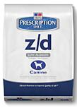 z/d and z/d ultra For dogs with food allergy and intolerance z/d is low allergen z/d ultra is allergen free Hydrolyzed protein No intact animal