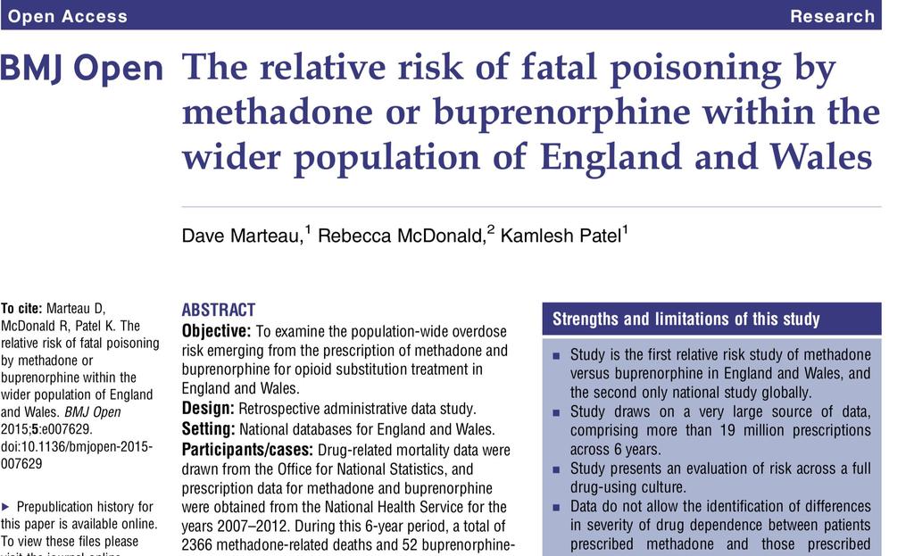 Buprenorphine is 6 times safer than