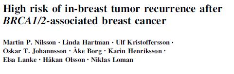 BC recurrence effect of type of surgery High risk of in breast recurrence after breast conservation Few local recurrences