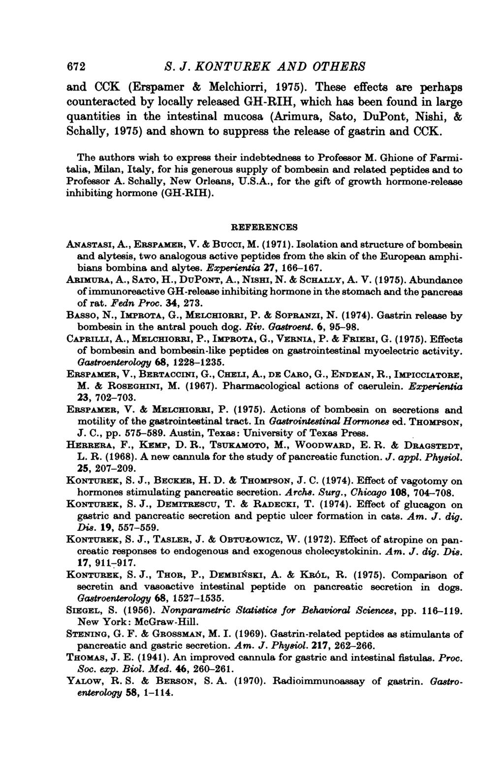 672 S. J. KONTUREK AND OTHERS and CCK (Erspamer & Melchiorri, 1975).
