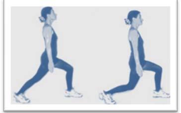 Lunges (For Thighs & Buttocks) 1. Stand with your back straight and feet together (you may hold light hand weights if you are advanced). 2.