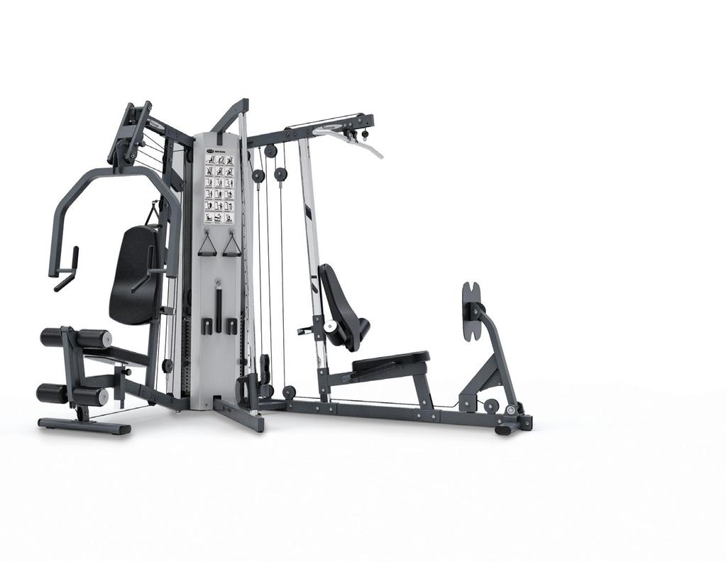 STRENGTH ST710 Designed to fit in virtually any room, the ST710 Multi-Station Gym provides three work stations on two weight stacks.