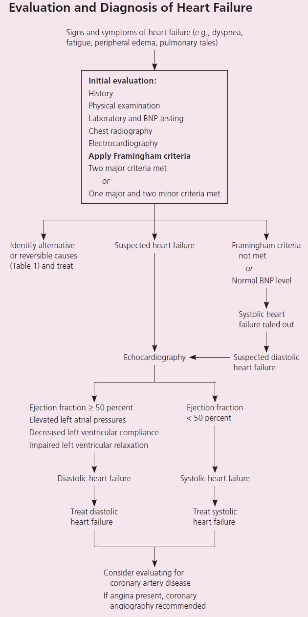Identify alternative/reversible causes and treat Suspected Heart Failure Framingham