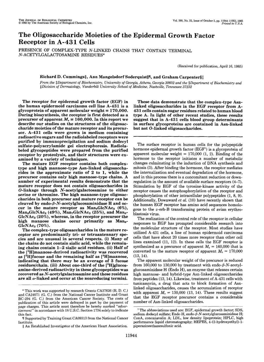 ~ THE JOURNAL OF BIOLOGICAL CHEMlSTRV 1985 by The American