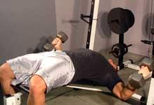 Exercise #3 Name Flat Flies Exercise #3 Description (Describe how this exercise should be performed) Using a decline bench, hold dumbbells together at arms' length