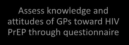 and attitudes of GPs toward HIV PrEP through questionnaire Assess knowledge