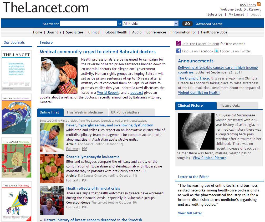 The Lancet s sections Blue Red Green - Comment, entertainment