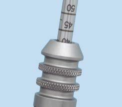 8 mm LCP Drill Guide into a threaded hole until it is fully seated. Use the 2.8 mm calibrated drill bit to drill to the desired depth. Determine the screw length directly from the drill bit.