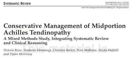 Main intervention What is the most important element of your management pathway? Progressive loading mechanotransduction Does it work quickly or is it too slow?