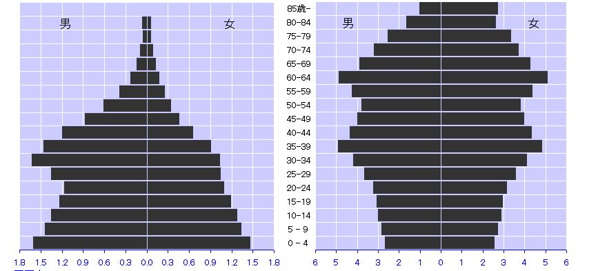 Population pyramid of KSA in 2009 KSA: age 65< 2.