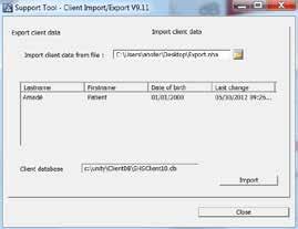 In a subsequent step, the type of export has to be defined: REMARK: Please be aware that importing client data is only possible with the identical version of the Import/ Export tool that you used for