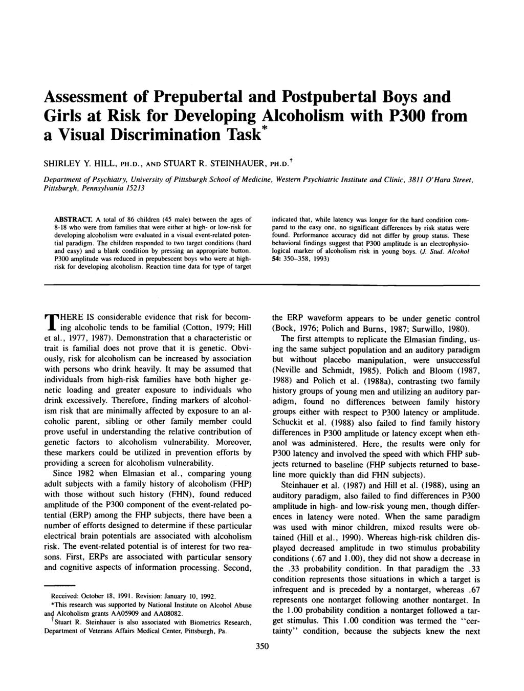 Assessment of Prepubertal and Postpubertal Boys and Girls at Risk for De