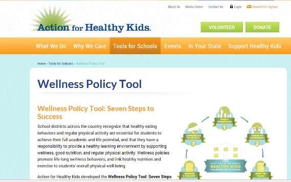 Go to Tools for Schools, Click on Wellness Policy Tool link.