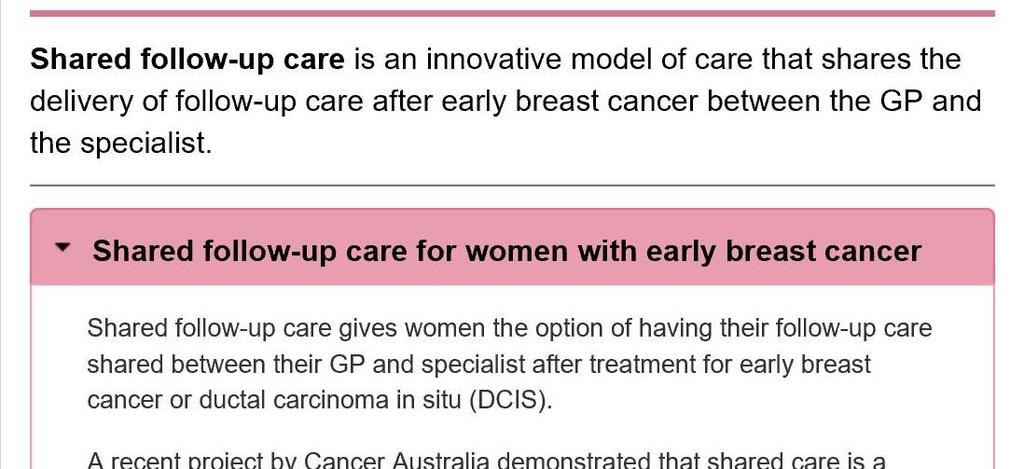 Why? They need a shared follow-up care for breast