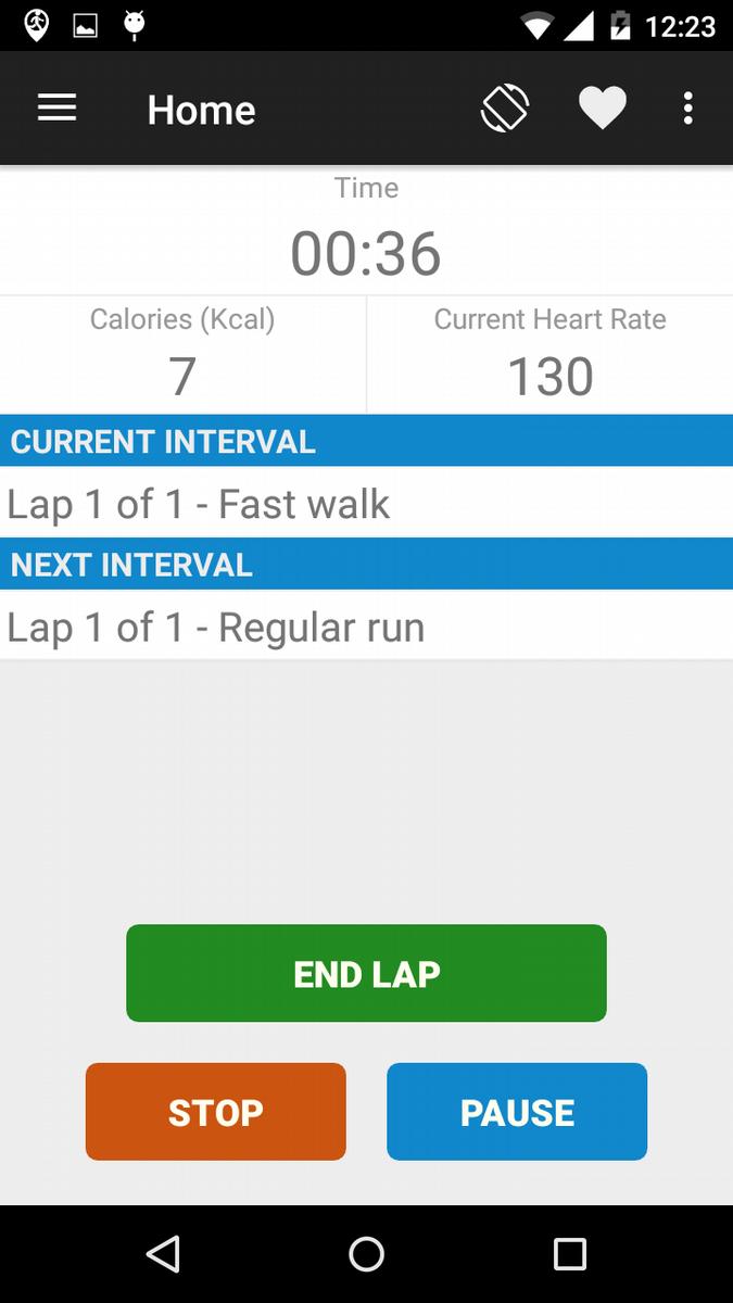 If you start a manual lap, the application monitors the indoor parameters, because the GPS is not used: At the end of the manual lap activity, you will see the "activity details" screen where you can
