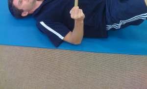 Range of Stage A Motion 1 External rotation Lying on your back, with elbows bent at right angles and