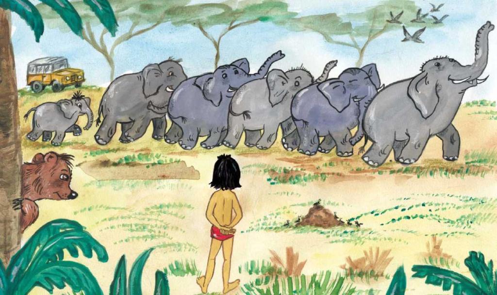 Mowgli is ready for another day of great fun together with Baloo. Mowgli: Cool, the elephants are dancing. Baloo: Hey Mowgli, we have a special event today. It's the safari festival.