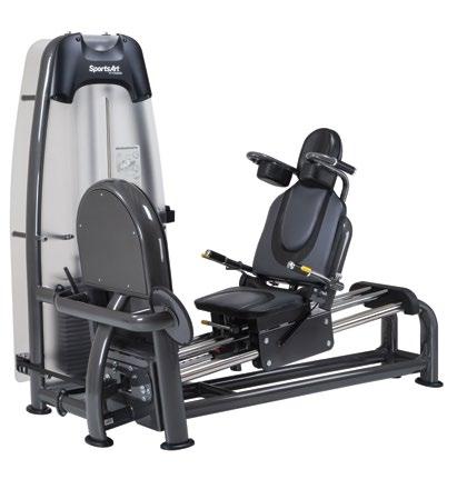 S956 HORIZONTAL LEG PRESS Multi-functional leg press converts to hack squat, calf raise or hip sled for total leg workout Seat back reclines 90-180 degrees with fingertip adjustment lever Wide stance