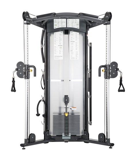 S972 FUNCTIONAL TRAINER 4:1 pulley ratio offers lower starting weight and lighter weight increments Longer cable travel distance of 132 on hand and 96 both
