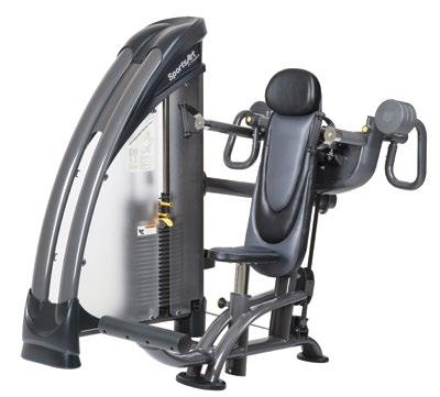 S917 INDEPENDENT SHOULDER PRESS Independent converging press arms offer ergonomic motion and balanced muscle engagement Pivot point indicators for proper joint alignment Handles rotate naturally