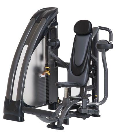 S933 INDEPENDENT PEC DECK Independent press arms for equal muscle training Gas-assisted seat adjustment fits users of different sizes Foot rest helps maintain proper body alignment Elbow pad