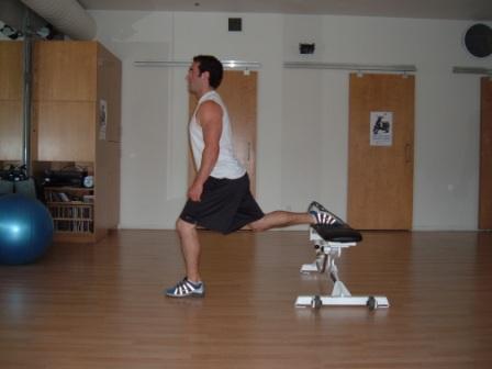 Press back up using chest, triceps and shoulders. Bulgarian Split Squat Stand with your feet shoulder-width apart.