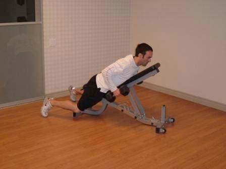 Push with your buttocks, hamstrings, and quadriceps to return to the start position. DB Chest Supported Row Lie with your chest supported by an incline bench.