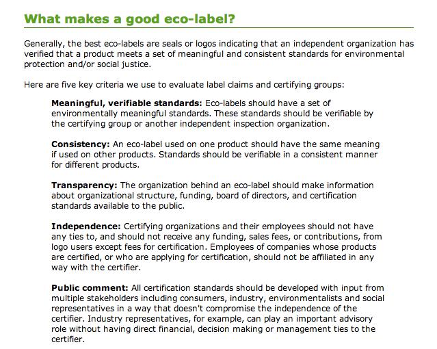 Consumer Reports Greener Choices website on Food Sustainability Labels: