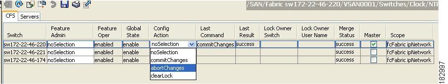 Figure 13-15 Commit Configuration Changes Note Fabric Manager does not change the status to pending if enable is selected, because the pending status does not apply until the first actual change is