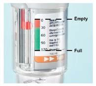 When should I get a new COMBIVENT RESPIMAT inhaler? The COMBIVENT RESPIMAT inhaler contains 120 puffs, equal to 120 doses. The dose indicator shows approximately how much medicine is left.