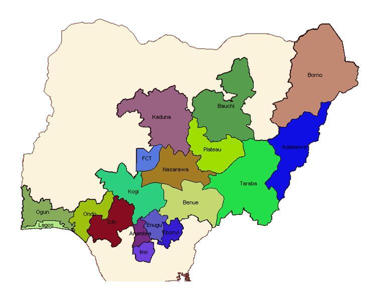 Map of Nigeria Showing