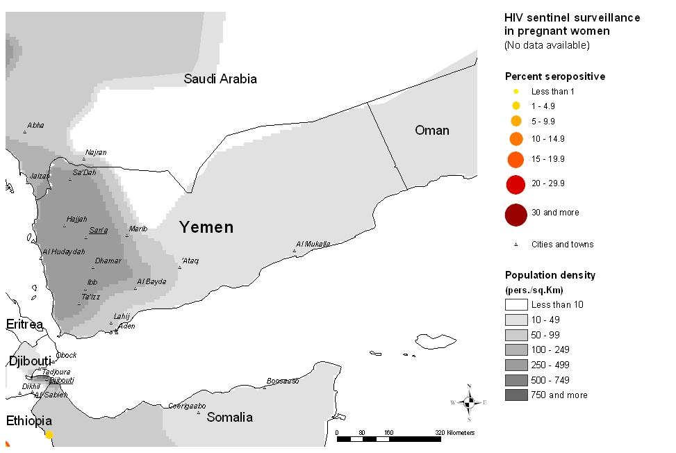 5 Yemen Maps & charts Mapping the geographical distribution of HIV prevalence among different population groups may assist in interpreting both the national coverage of the HIV surveillance system as