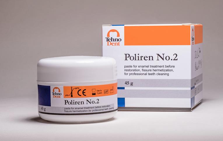 Poliren Polishing Paste No. 1 Quick softening and removal of tartar. For heavy calculus. Protect gingiva with vaseline apply in place for 3-5 mins then scale. Mild acid softens plaque and calculus.