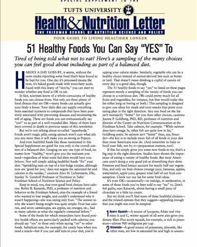 Tufts University Health & Nutrition Letter 51 Healthy Foods You Can Say YES To