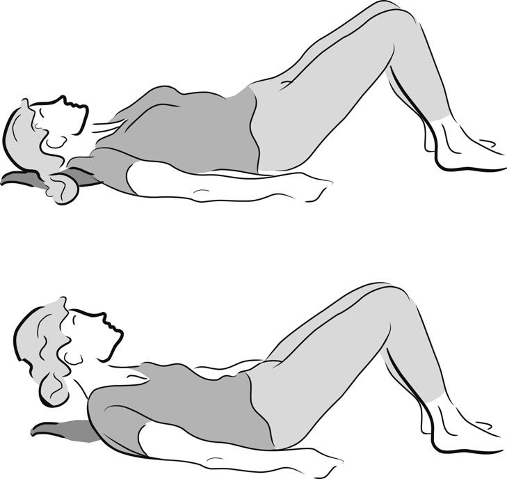 abdomen again and repeat to the left. Do this 3 times each side if you can. Head lift If you have neck pain DO NOT do this exercise. Lie on your back with your head resting on two pillows.
