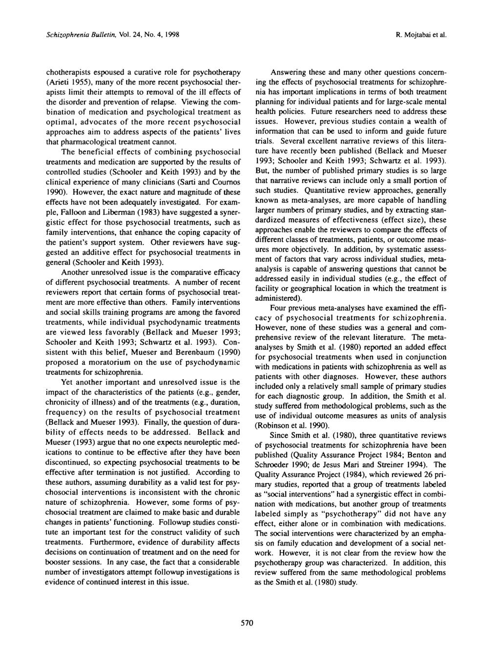 Schizophrenia Bulletin, Vol. 24, No. 4, 1998 R. Mojtabai et al.