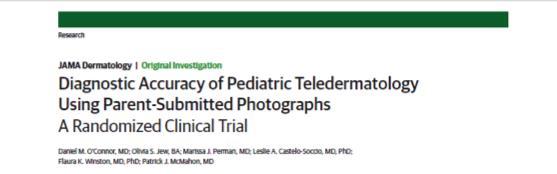 Forty patients enrolled to determine: 1) Quality of parental photographs of skin conditions (avg.