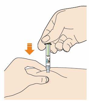 If you see any blood, press a cotton ball or gauze on the site until the bleeding stops. Throw away syringe and cap Do not put the grey needle cap back on.